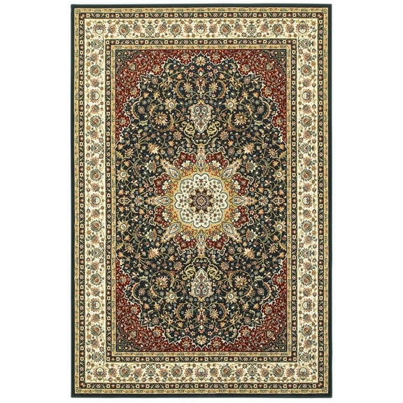 Oriental Weavers Kashan Area Rug - 119U1 - 1'10" x 3' - in Navy/ Ivory - Vintage Inspired, Stain Resistant, Family and Pet Friendly , Entryway, Bathroom Accent Rug