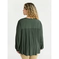 thumbnail image 4 of Terra & Sky Women's Plus Long Sleeve Peasant Blouse, Size 0X - 5X, 4 of 5