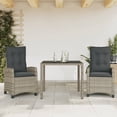thumbnail image 1 of vidaXL 3 Piece Garden Dining Set with Cushions Grey Poly Rattan, 1 of 5