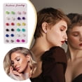 thumbnail image 1 of Boreal Craft 12 Pairs Assorted Multiple Stud Earrings Set For Women Round Earring Set Multicolor Banner Stand Custom Photo Screen Stand 80s Photo Props Photo Prop Sticks Baby Boy Photo Props Portable, 1 of 6