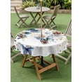 thumbnail image 4 of Outdoor Tablecloth with Umbrella Hole for Patio/Picnic/Party/Camping, Navy Blue Spring Floral Waterproof Table Cloth Round Cover Washable, Farmhouse Butterfly Watercolor (Dia 60"), 4 of 8
