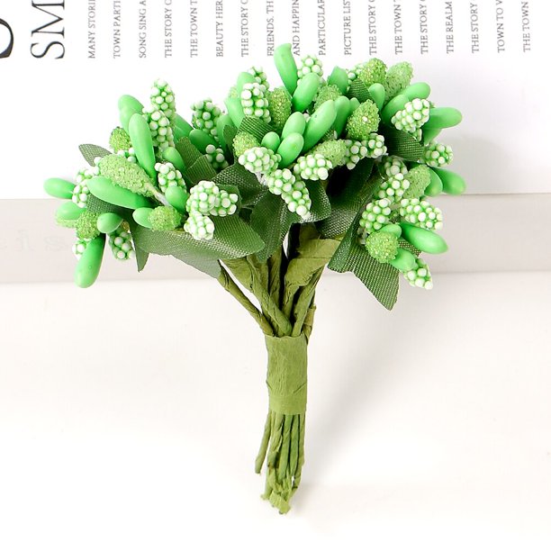Estambre de azúcar hecho a mano, costura de flores artificiales, decoración de boda y navidad, corona Diy, caja de regalo, álbum de recortes, flor falsa, 12 piezas