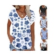 thumbnail image 2 of Gvmfive Women V Neck Short Sleeve Loose Tops T-shirt Blouse, 2 of 5