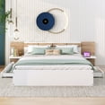 thumbnail image 2 of Queen Size Bed Frame with 4 Storage Drawers, Solid Wood Platform Bed Frame with Headboard, Shelves, USB Ports and Sockets, No Box Spring Needed, Easy Assembly, White, 2 of 7