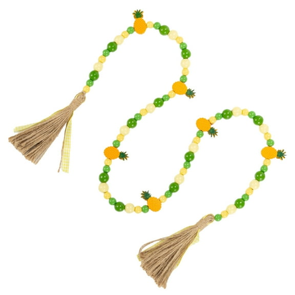 Masteelf Wooden Bead Garland with Pineapple Charms and Tassel Decor for Wall Hanging Adornment Assorted Color 7.87 Feet
