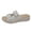 Beige, variant on Womens Glitter Double Buckle Adjustable Comfort Slip On Slides Sandals, Khaki, 38