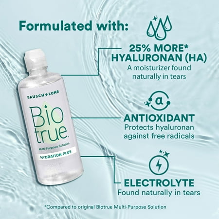 Biotrue Hydration Plus Multi-Purpose Contact Lens Solution, Lens Case Included, 10 FL OZ (Pack of 2)