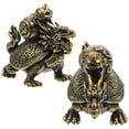 thumbnail image 1 of Mini adorno de latón, estatua de Animal Vintage, figura de Metal bonita, decoración de tortuga dragón de oficina, 2 uds., 1 of 6