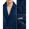 thumbnail image 3 of Bata de Baño NY Threads de Felpa de Lujo para Hombre Azul Marino Talla L-XL, 3 of 6