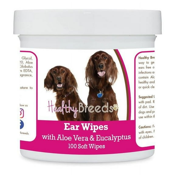 Healthy Breeds 192959823905 Irish Setter Ear Cleaning Wipes with Aloe & Eucalyptus for Dogs - 100 Count