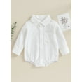 thumbnail image 4 of nvzhuang Infant Baby Boy Long-Sleeved Lapel Front Button Jumpsuit with Pocket Toddler Clothes, 4 of 9