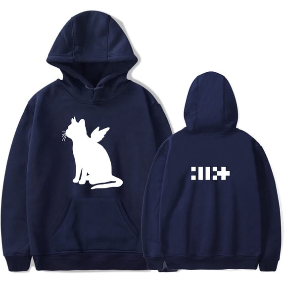 kpop ILLIT merch cat Hooded Drawstring Pocket Sweatshirt Men/women music fans Pullover