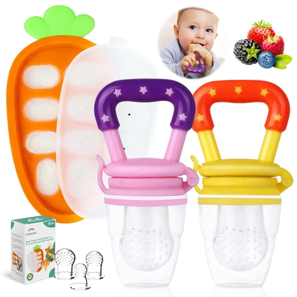 Alimentador de Frutas para Bebé HAOBAOBEI con Bandeja de Hielo Libre de BPA