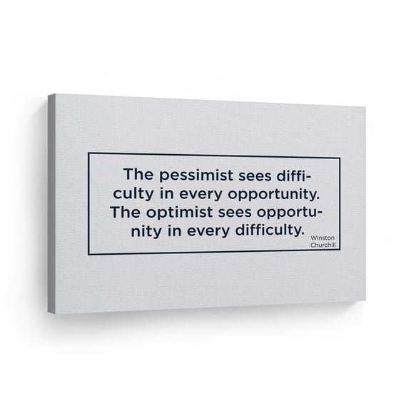 Smile Art Design Winston Churchill Optimist Sees Opportunity In Every Difficulty Quote Motivational Wall Art Canvas Print Inspirational Home Decor Ready to Hang Made in the USA- 8x12