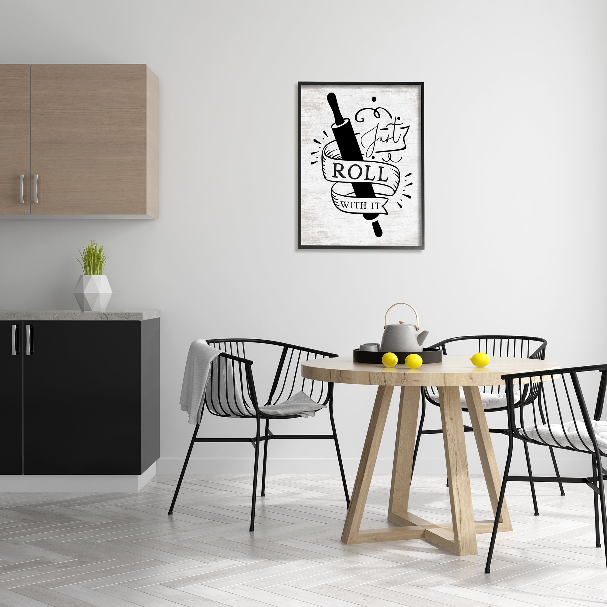 Stupell Industries Roll With It Kitchen Food & Beverage Painting Black Framed Art Print Wall Art, 24 x 30