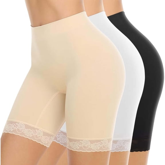 Women's Slip Shorts for Under Dresses,Anti-Chafing Cooling Shorts,Seamless Lace Bottom Shorts,Boyshorts Panties