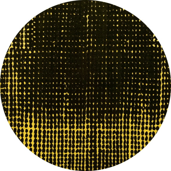 Ahgly Company Indoor Round Abstract Yellow Modern Area Rugs, 6' Round