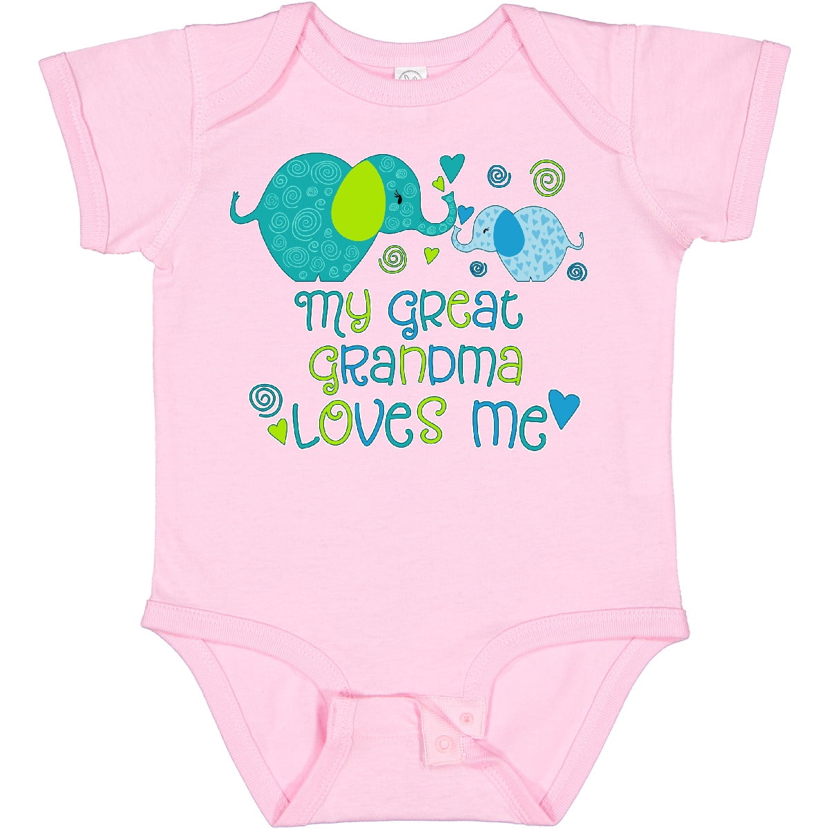 Inktastic My Great Grandma Loves Me Cute Elephants Boys or Girls Baby Bodysuit
