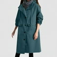 thumbnail image 2 of WMTBSRSW Women's Long Trench Coat Sing Breasted Oversized Windproof Overcoat Fashion Winter Hooded Windbreaker Coats Outerwear Navy X-Large, 2 of 7