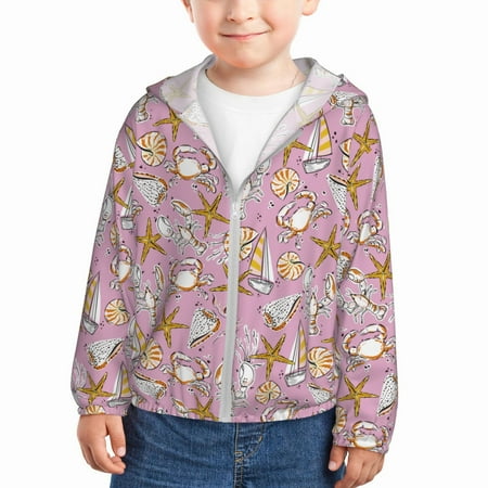 

Vsdgher Seafood Kids Sun Protection Hoodie with Zip Rash Guard Tops Children s Long Sleeve Sun Protection Clothing - 18 Months