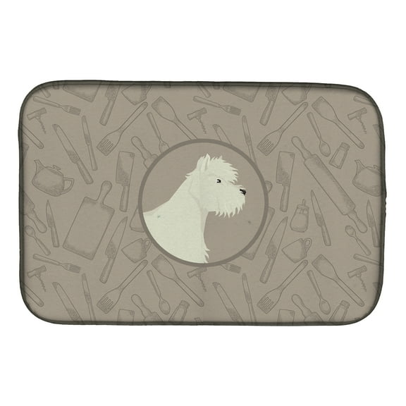 Westie In the Kitchen Dish Drying Mat