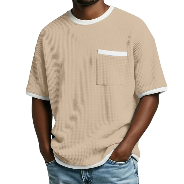 Camiseta Casual de Manga Corta con Cuello Tripulado 100% Fibra de Poliéster, Lavable en Máquina, Versátil para el Uso Diario