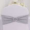 thumbnail image 3 of Efavormart 5 Pack Silver Shimmer Tinsel Spandex Chair Sashes With Round Silver Rhinestone Chair Buckles - 5"x12", 3 of 6