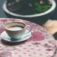thumbnail image 3 of Ambesonne Flowers Fitted Round Tablecloth, Romantic Floral and Polka, 40"- 44" Diameter, Blush Hot Pink White, 3 of 5