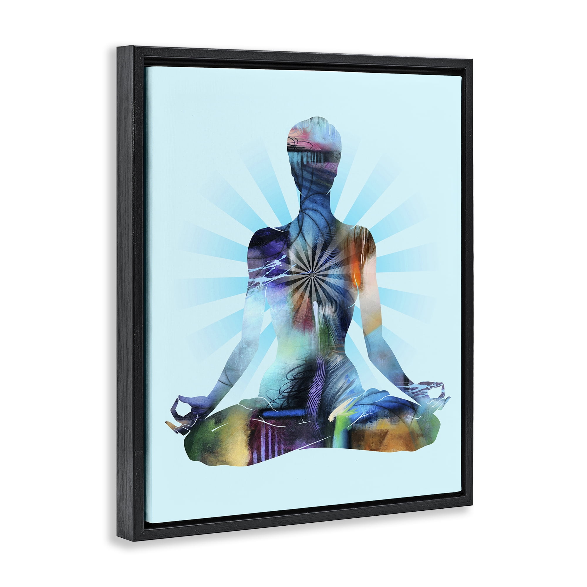 Stupell Industries Zen Meditation Pose Sports Painting Black Floater Framed Canvas Art Print Wall Art, 17 x 21