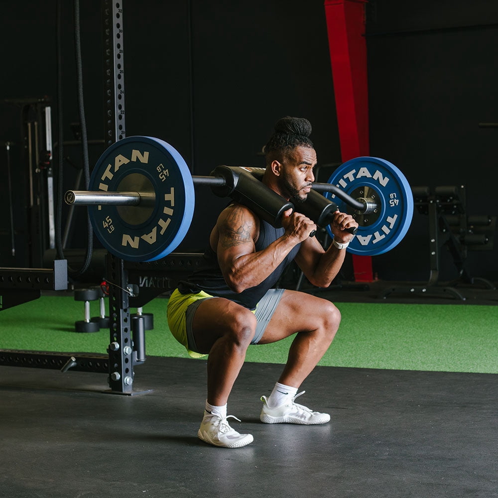 Titan Fitness USA Made TITAN Series Safety Squat Bar, Shoulder and Arm Pads