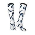thumbnail image 4 of Haiem Navy Blue Anchor Socks, Funny Novelty Crazy Design Cotton Socks Sports Socks Knee High Socks For Men, Women,1Pairs - Gift For Working Friends, 4 of 9