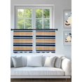 thumbnail image 4 of Sheer Curtains 54 Inch Length 2 Panels Set for Kitchen, Orange Navy Blue Striped Semi Sheer Curtains for Windows, Gradient Horizontal Lines Voile Window Treatments Rod Pocket Curtain, 4 of 7