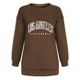 thumbnail image 4 of Yindaity Women's Oversized Sweatshirt Los Angeles California Crewneck Long Sleeve Casual Loose Pullover Tops Brown,L, 4 of 4