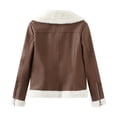 thumbnail image 4 of Chaqueta Biker Moto Jacket Shacket Coat Mujer Abrigos de cuero polar para exteriores Ygjytge Café T XXL para Mujer, 4 of 9