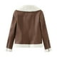thumbnail image 4 of Chaqueta Biker Moto Jacket Shacket Coat Mujer Abrigos de cuero polar para exteriores Ygjytge Café T 3EG para Mujer, 4 of 9