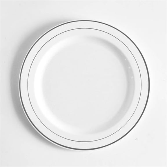 Plastic Plates Set of 10 Count, Disposable Plates with Silver Rim Dinner Plates 10", Disposable Dinner Plates/salad Plates/dessert Plates, Parties And Holiday Party Supplies