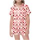 thumbnail image 1 of Odeerbi 2-12 Años Niños Niñas Verano Día de San Valentín Pijama de Satén Solapa Con Muescas Manga Corta Pantalones Cortos Conjunto, 1 of 5