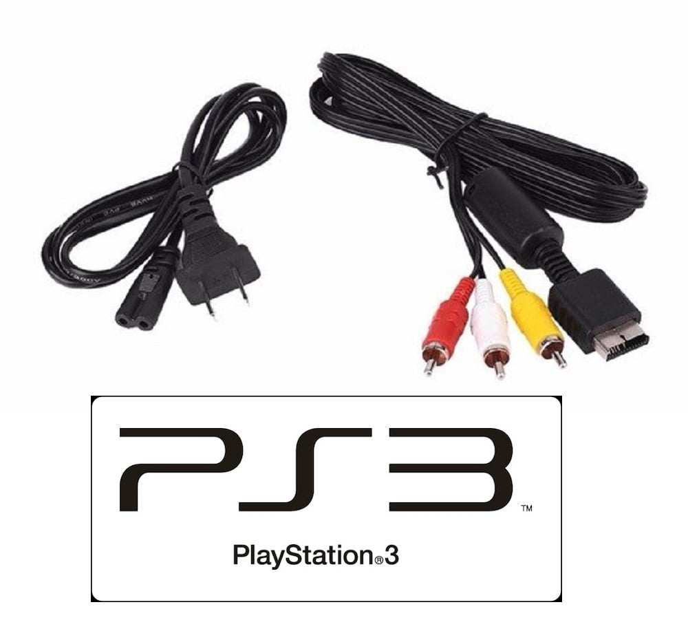 PS3 PlayStation Hookup Kit Power Cord Composite AV Cable NEW - Walmart.com