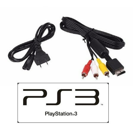 PS3 PlayStation 3 Hookup Connection Kit Power Cord Composite AV Cable NEW
