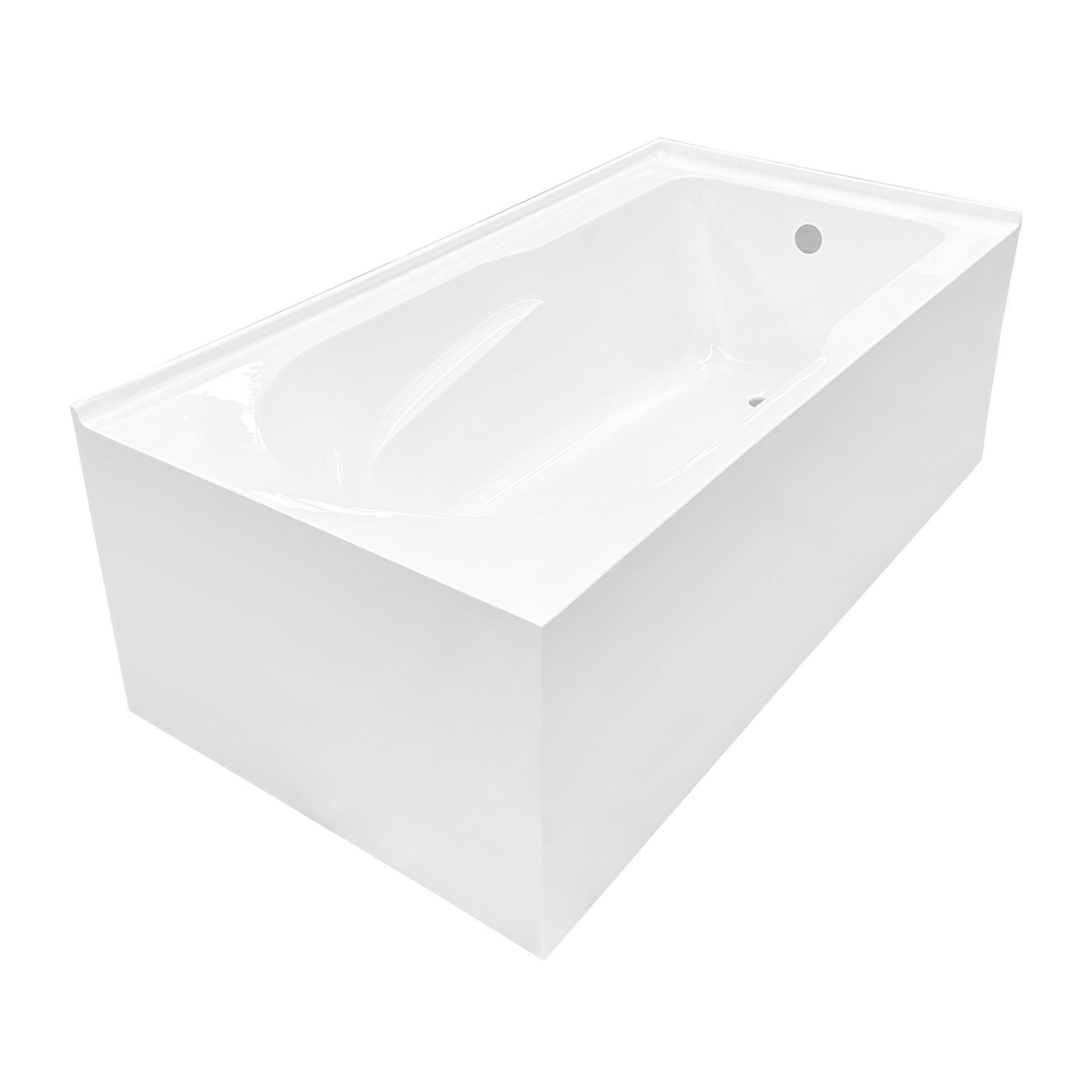 Aqua Eden VTAM6032R21TS 60-Inch Acrylic Rectangular 2-Wall Corner Alcove Tub, Right Hand Drain in Glossy White