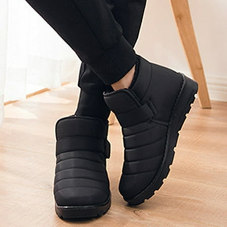 

TALKVE Couple Men Women Winter Flat Water Velvet Warm Short Snow Boots