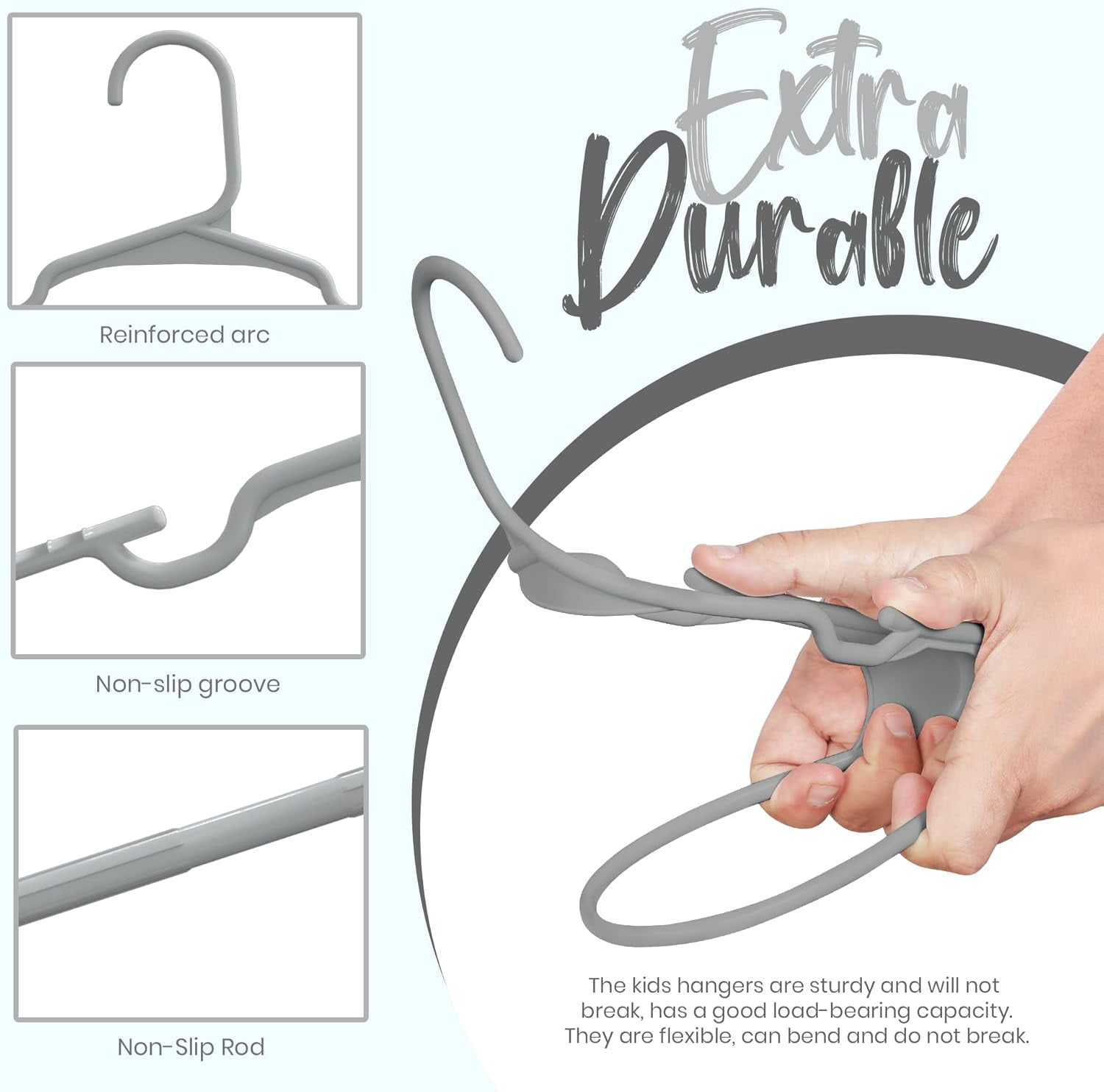 60 Pack Kids Hangers - 11.5 Inch Plastic Baby Hangers for Closet - Childrens Hanger for Clothes & Infant Hanger for Closet - for Everyday Standard Use (Gray)