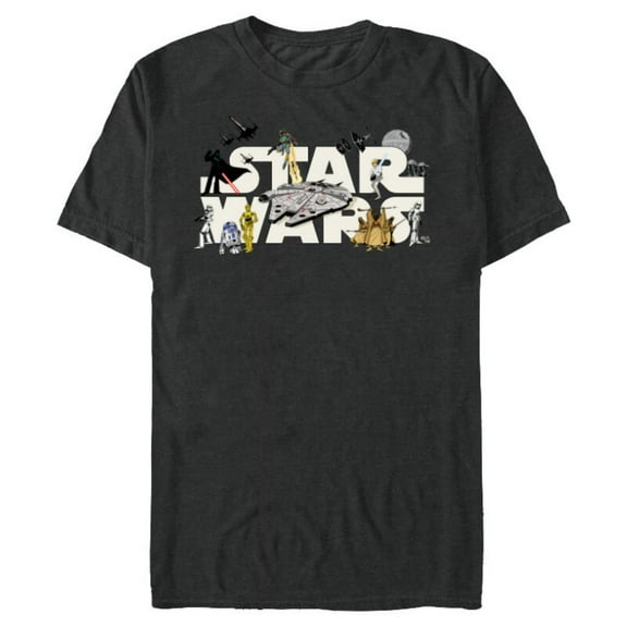 Star Wars Logo Classic Heroes Vehicles and Villains - Short Sleeve Blended T-Shirt for Adults - Customized-Dark Heather