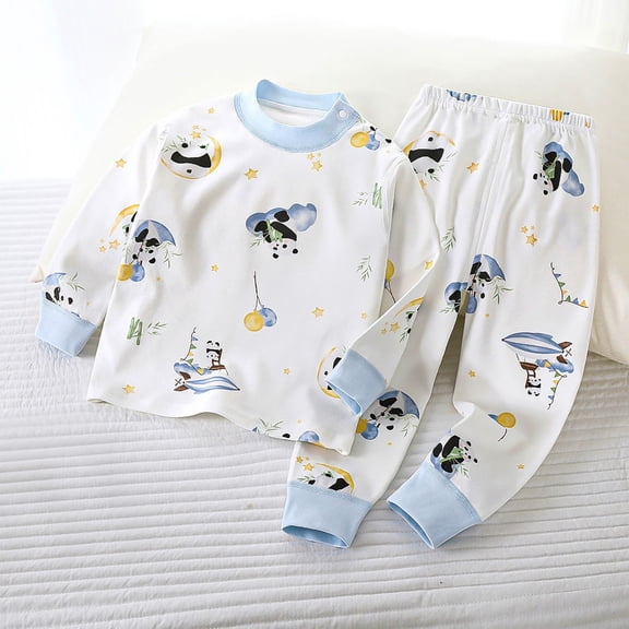 TAGOLD Kids Toddler Casual 2 Piece Outfits Set,Boys Girls Long Sleeve Winter Sets,Toddler Kids Kids Winter Boys Girls Solid Color Print Long Sleeved Home Wear Clothes Suit,18 Months