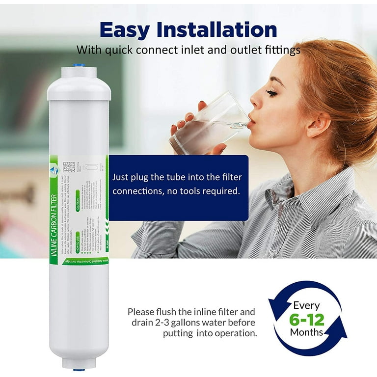 Inline Water Filter, Membrane Solutions 10 X 2 with 1/4 Quick-Connect Water  Filter Replacement Cartridge Inline Filter for Refrigerator, Ice Maker,  Under Sink Reverse Osmosis Water System, 2-Pack 