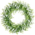 thumbnail image 1 of Bienvenido Corona de Gypsophila Corona Artificial Blanca Decoración 40 cm Corona de Puerta Flores Primavera Corona Natural Corona pequeña para Pared, Exterior, Boda, decoración, etc., 1 of 7