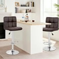 thumbnail image 3 of Raye Faux Leather and Metal Bar Stools - Set of 2, Brown, 3 of 16