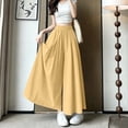 thumbnail image 2 of Women's Culottes Skirt Pants Textured Elastic High Waist A Line Flowy Maxi Skorts with Pockets Lightweight Casual Beach Wide Leg Trousers Yellow, 2 of 5