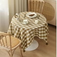 thumbnail image 4 of Fennco Styles Plaid Woven 100% Cotton Tablecloth with Pom Pom 56" W X 96" L - Brown Table Cover for Winter Holiday Décor, Banquet, Family Gathering and Special Occasion, 4 of 6