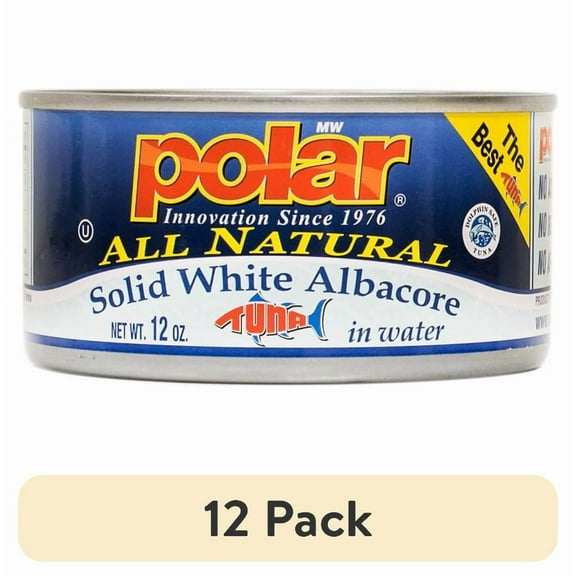 (12 pack) Polar, Solid White Albacore Tuna in Water, Wild-Caught, 12 oz Can, All Natural, Kosher, GMO-Free